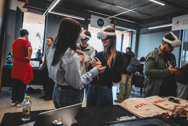 Young people using VR equipment