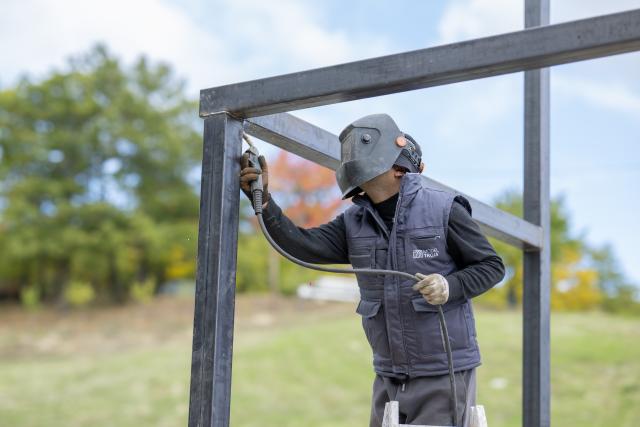 Construction site welder at work