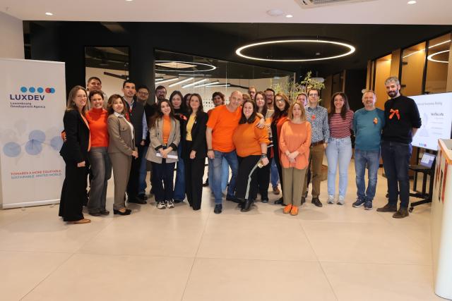LuxDev and D4D staff pose for group photo 16 Days