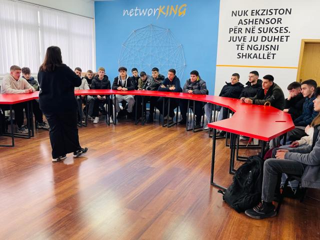 LuxDev gender officer at a lecture for school kids