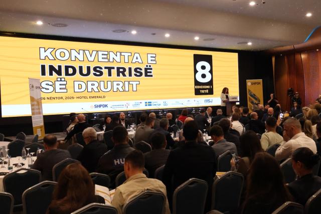 Wide shot at the wood convention Kosovo