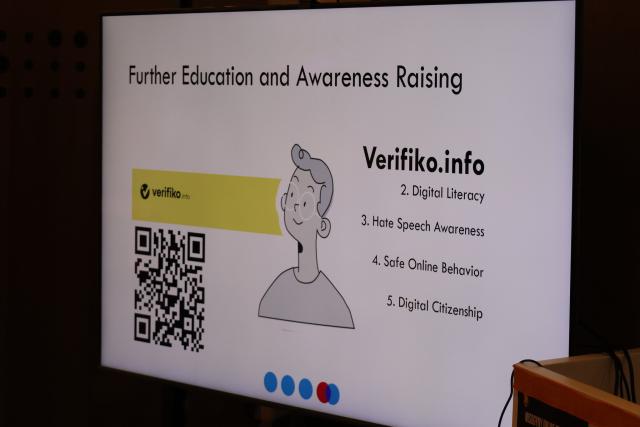 A slide that promotes to counter disinformation in Kosovo
