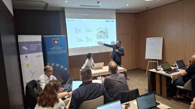 An expert presents a model of inspection on screen to participating experts