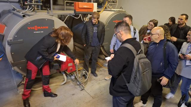 Energy expert demonstrating inspection for participating experts