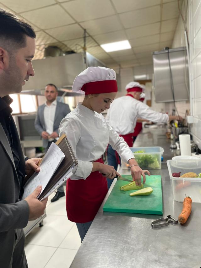 Student during Dual VET assessment at a restaurant kitchen