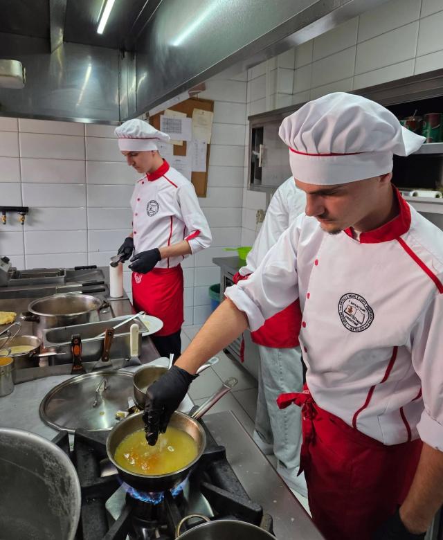 Student during Dual VET assessment at a restaurant kitchen
