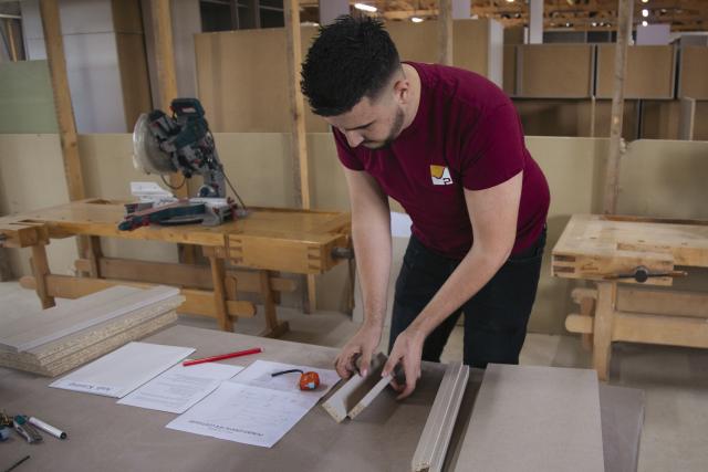 A student during assessment in wood processing sector