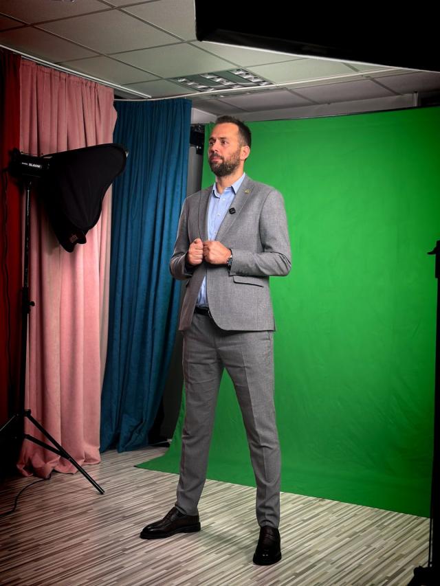 Actor prepares to film in studio