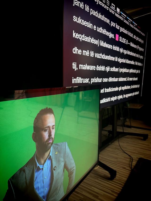 An actor appears on screen reading from a promtper