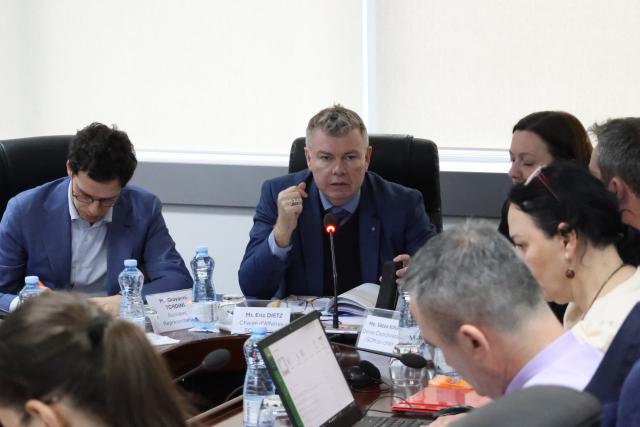 Ambassador DIETZ speaking during a meeting with government counterparts