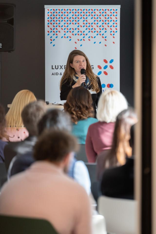 Woman talking to an audience
